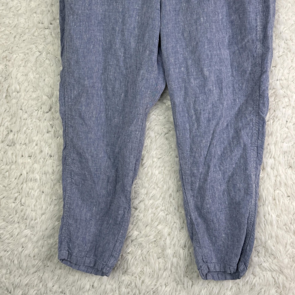 J. Jill Pants Womens M Petite Blue 100%‎ Linen Elastic Waist Pockets Natural - Picture 10 of 11